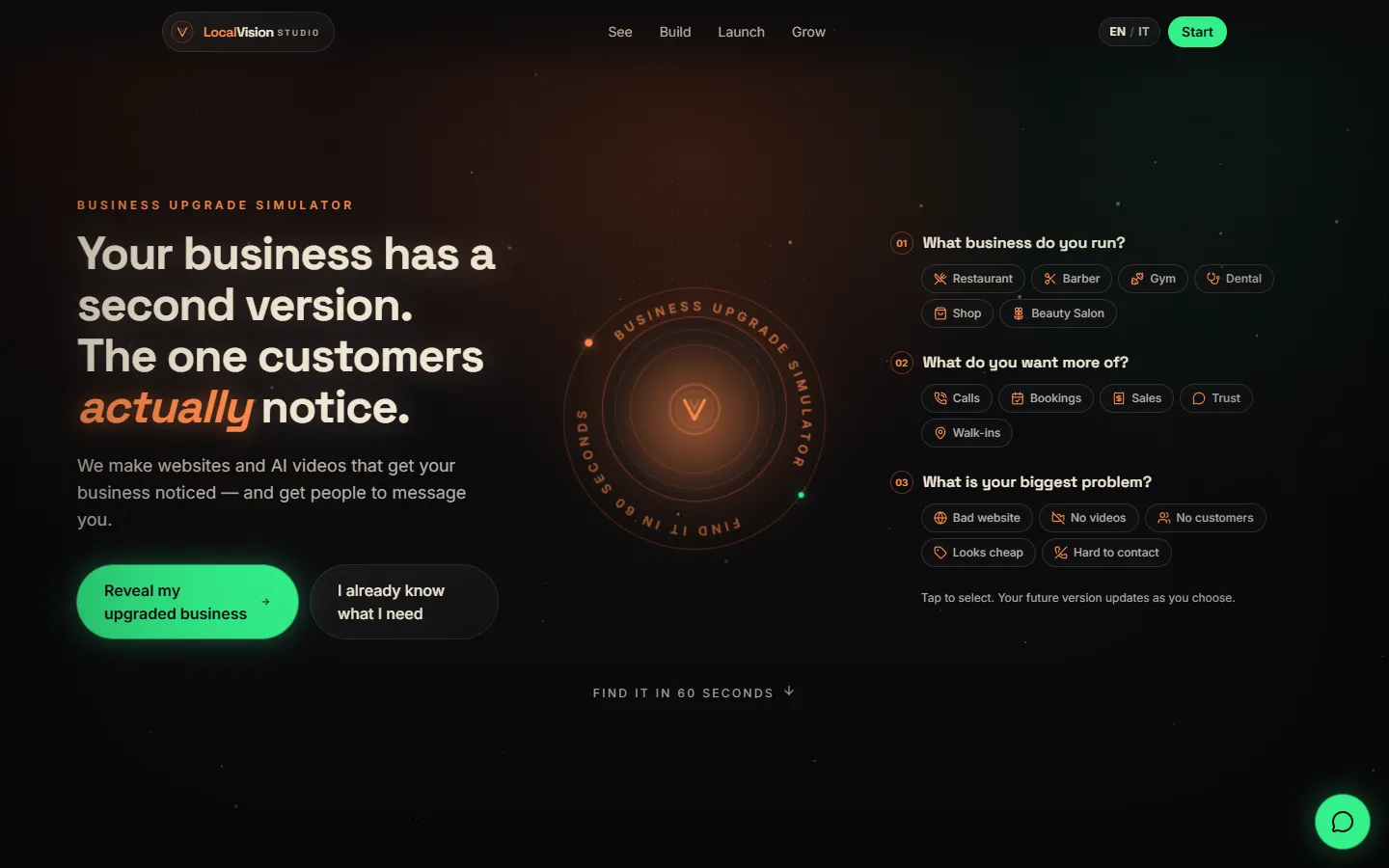 LocalVision Studio: screenshot of the home page