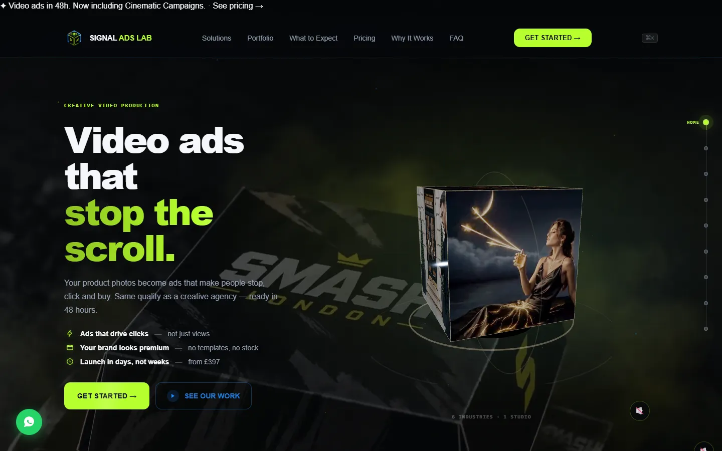 Signal Ads Lab: screenshot of the home page