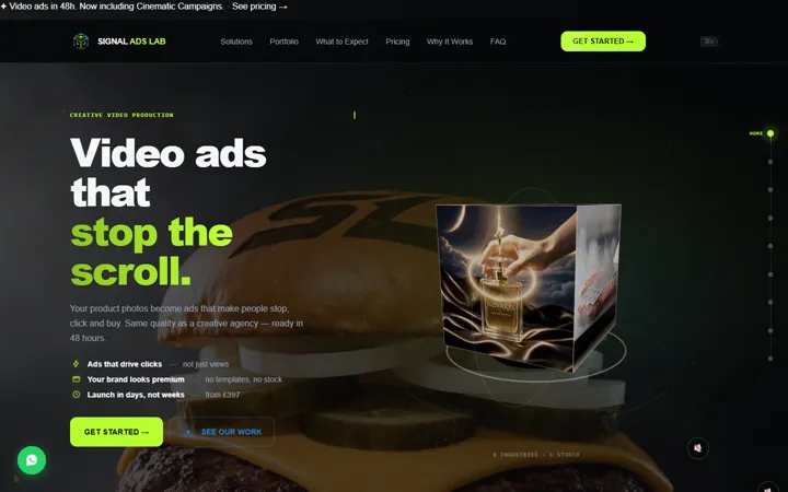 Signal Ads Lab home page, desktop (screenshot from the site's files)
